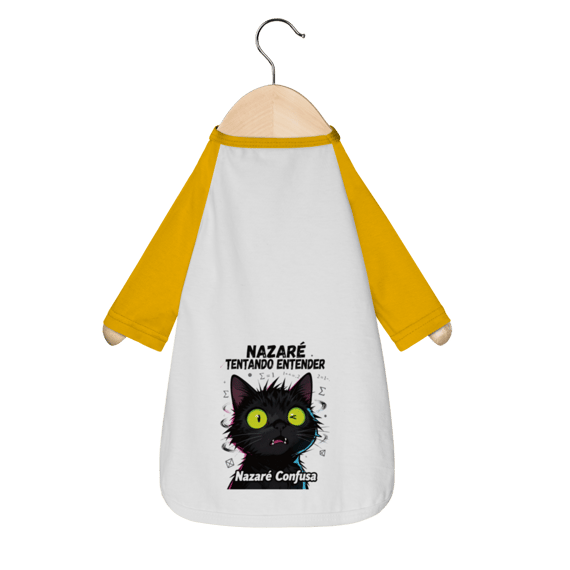Camisa Pet Dog - NAZARÉ TENTANDO ENTENDER - GATO PRETO CONFUSO