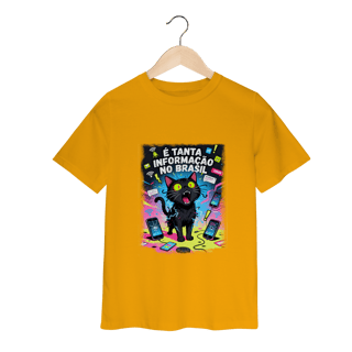 Nome do produto Camiseta E Tanta Informação no Brasil - Gato Preto Surtado Meme 
