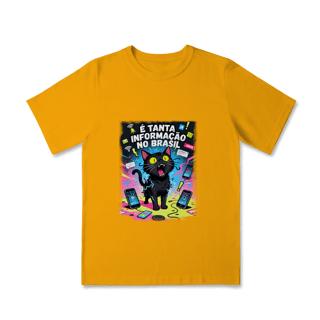 Nome do produto Camiseta E Tanta Informação no Brasil - Gato Preto Surtado Meme 
