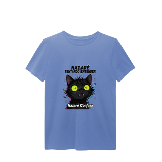 Nome do produto T-Shirt Estonada - NAZARÉ TENTANDO ENTENDER - GATO PRETO CONFUSO