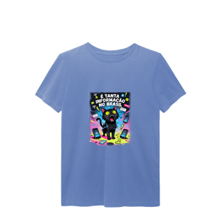 Nome do produto Camiseta É Tanta Informação no Brasil - Gato Preto Surtado Meme