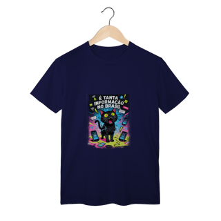Nome do produto Camiseta E Tanta Informação no Brasil - Gato Preto Surtado Meme
