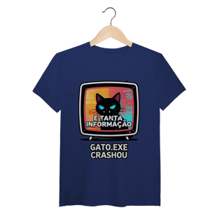 Nome do produto Camiseta É Tanta Informação Gato.exe Crashou Digital Demon Dicavalli Meme