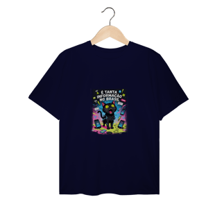 Nome do produto Camiseta É Tanta Informação no Brasil - Gato Preto Surtado Meme