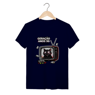Nome do produto Camiseta Geração Anos 90 Gato Hipnotizado TV Nostalgia Retrô