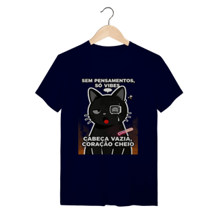 Nome do produto Camiseta Sem Pensamentos Só Vibes Gato Braindead Gen Z