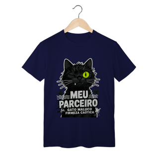 Nome do produto Camiseta Meu Parceiro Gato Maluco Streetwear Firmeza Caótica