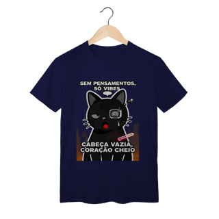 Nome do produto Camiseta Sem Pensamentos Só Vibes Gato Braindead Gen Z