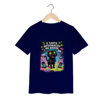Nome do produto Camiseta E Tanta Informação no Brasil - Gato Preto Surtado Meme 