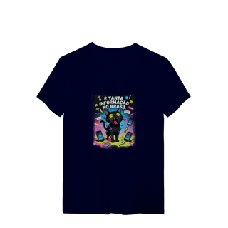 Nome do produto Camiseta É Tanta Informação no Brasil - Gato Preto Surtado Meme