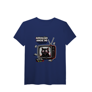 Nome do produto Camiseta Geração Anos 90 Gato Hipnotizado TV Nostalgia Retrô