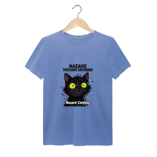 Nome do produto T-Shirt Estonada - NAZARÉ TENTANDO ENTENDER - GATO PRETO CONFUSO