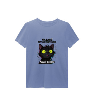 Nome do produto T-Shirt Estonada - NAZARÉ TENTANDO ENTENDER - GATO PRETO CONFUSO