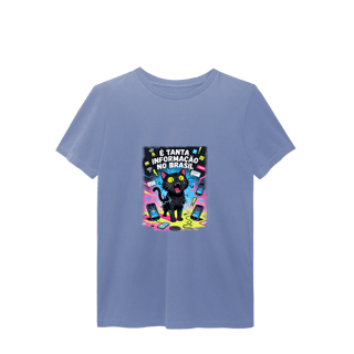 Nome do produto Camiseta É Tanta Informação no Brasil - Gato Preto Surtado Meme