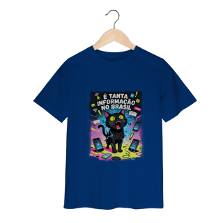 Nome do produto Camiseta E Tanta Informação no Brasil - Gato Preto Surtado Meme 