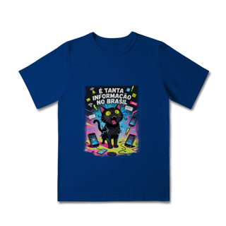 Nome do produto Camiseta E Tanta Informação no Brasil - Gato Preto Surtado Meme 