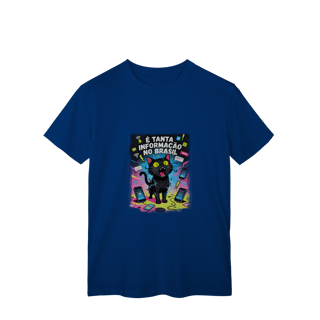 Nome do produto Camiseta E Tanta Informação no Brasil - Gato Preto Surtado Meme