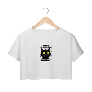 Camisa Cropped - NAZARÉ TENTANDO ENTENDER - GATO PRETO CONFUSO
