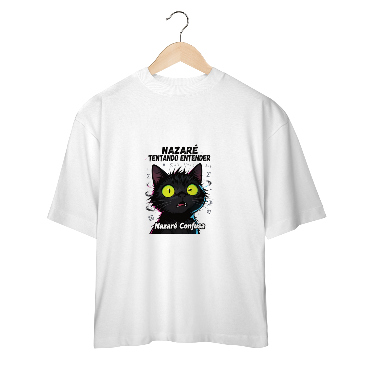 Nome do produto: Camisa - NAZARÉ TENTANDO ENTENDER - GATO PRETO CONFUSO