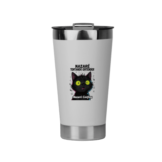 Copo Térmico - NAZARÉ TENTANDO ENTENDER - GATO PRETO CONFUSO