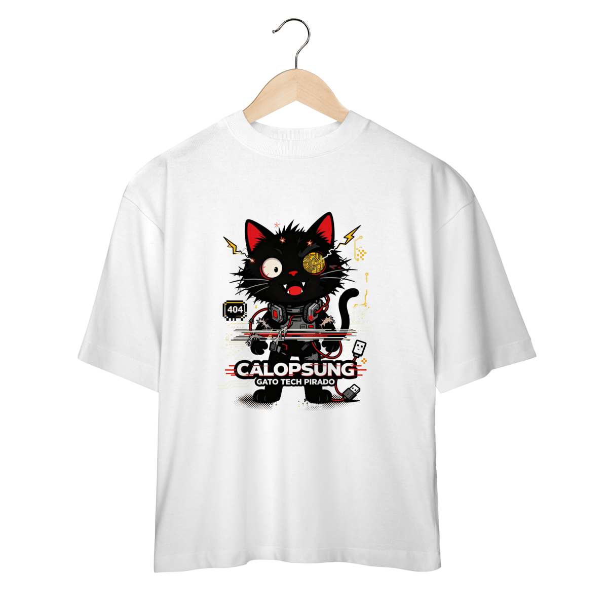 Nome do produto: Camiseta Calopsung Gato Tech Pirado - Meme Tecnologia