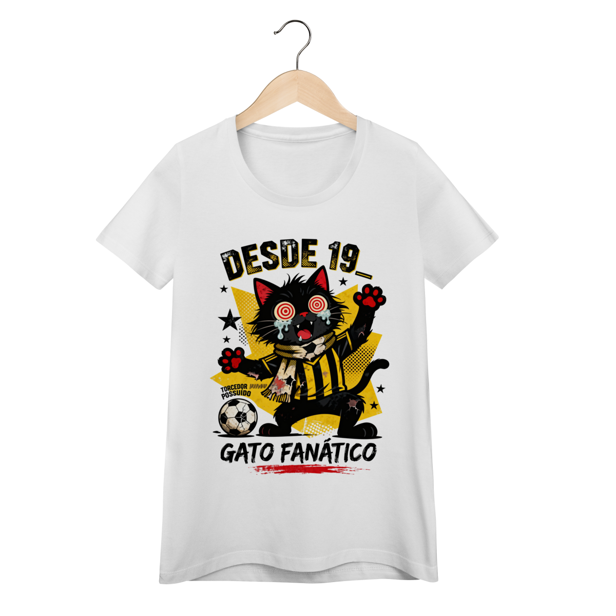 Nome do produto: Camiseta Torcedor Possuído - Gato Fanático Futebol Retrô