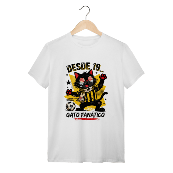 Camiseta Torcedor Possuído - Gato Fanático Futebol Retrô