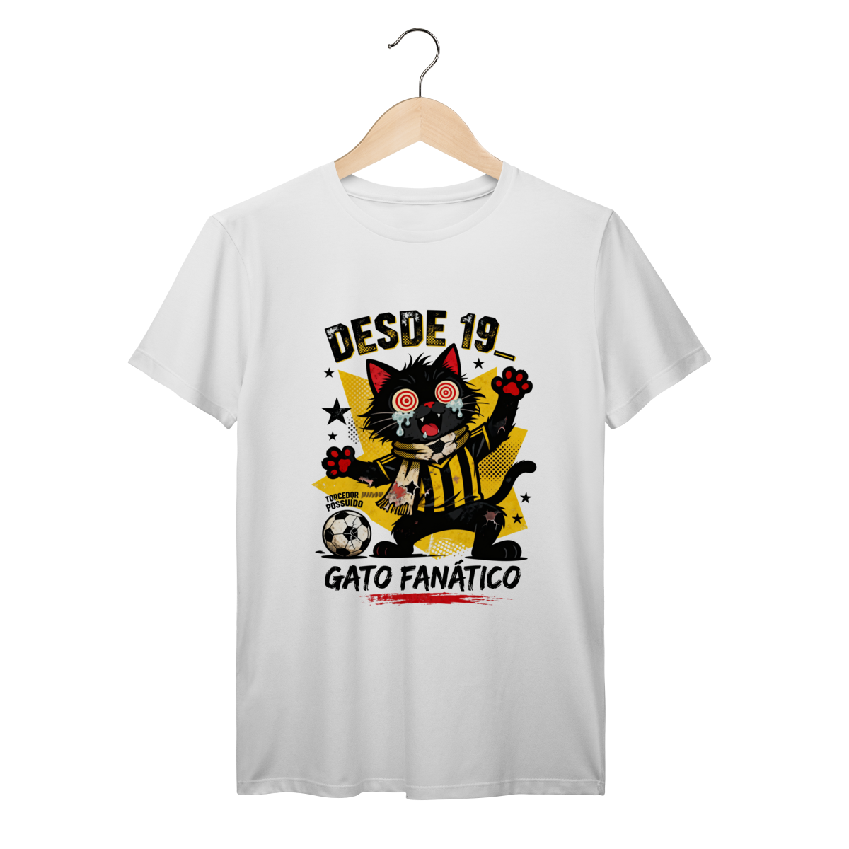 Nome do produto: Camiseta Torcedor Possuído - Gato Fanático Futebol Retrô