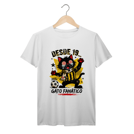 Camiseta Torcedor Possuído - Gato Fanático Futebol Retrô