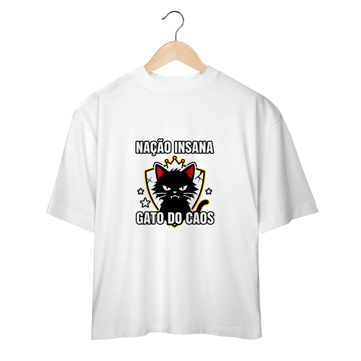 Nome do produto: Camiseta Nação Insana Gato do Caos Meme Streetwear