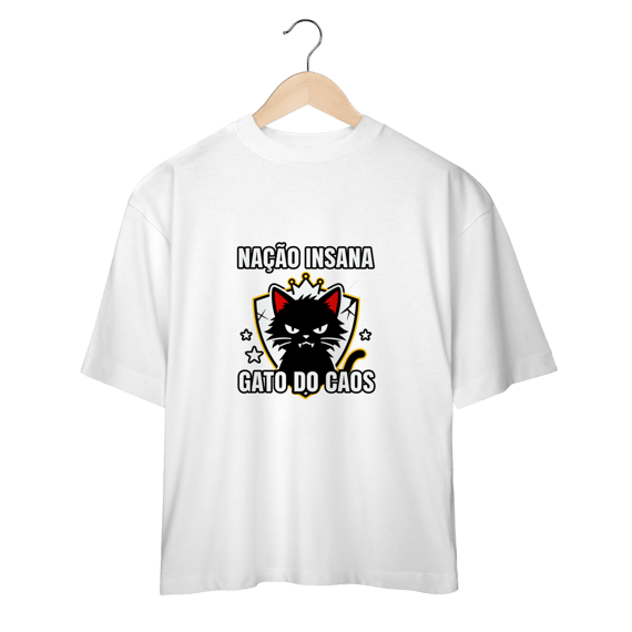 Camiseta Nação Insana Gato do Caos Meme Streetwear