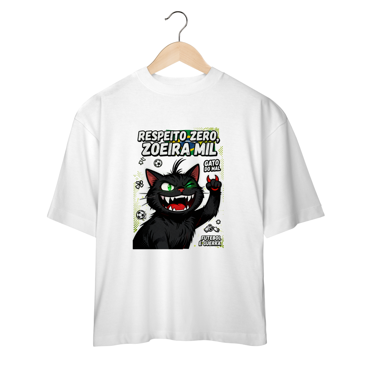 Nome do produto: Camiseta Respeito Zero Zoeira Mil Gato do Mal Futebol