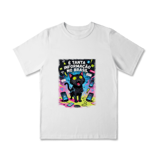 Nome do produto Camiseta E Tanta Informação no Brasil - Gato Preto Surtado Meme 