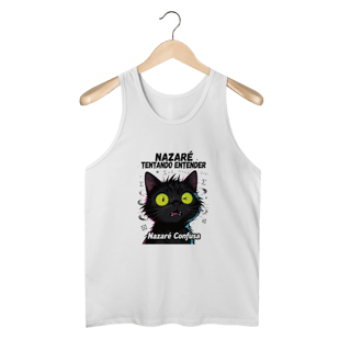 Nome do produto Regata - NAZARÉ TENTANDO ENTENDER - GATO PRETO CONFUSO