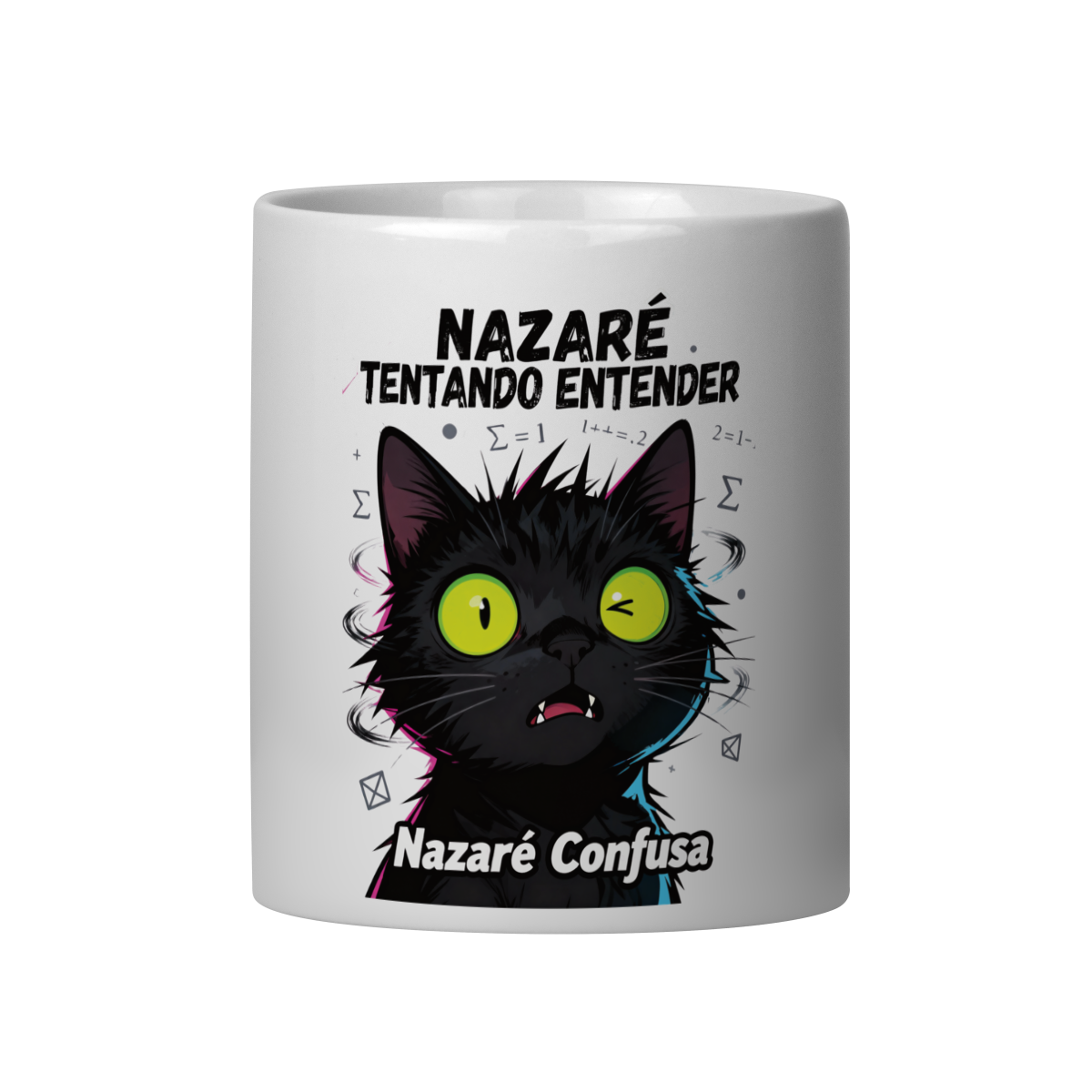 Nome do produto: Caneca - NAZARÉ TENTANDO ENTENDER - GATO PRETO CONFUSO