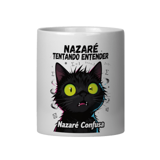 Nome do produto Caneca - NAZARÉ TENTANDO ENTENDER - GATO PRETO CONFUSO