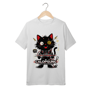 Nome do produto Camiseta Calopsung Gato Tech Pirado - Meme Tecnologia