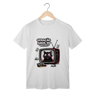 Nome do produto Camiseta Geração Anos 90 Gato Hipnotizado TV Nostalgia Retrô
