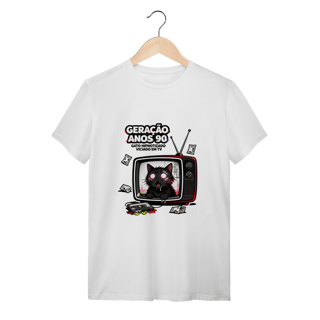 Nome do produto Camiseta Geração Anos 90 Gato Hipnotizado TV Nostalgia Retrô