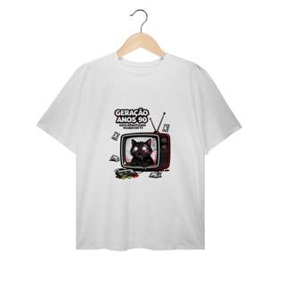 Nome do produto Camiseta Geração Anos 90 Gato Hipnotizado TV Nostalgia Retrô