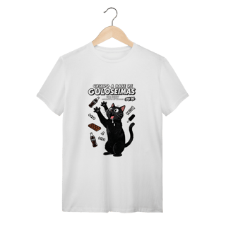 Nome do produto Camiseta Criado Base Guloseimas Gato Viciado Fome Nostalgia
