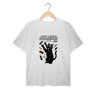 Nome do produto Camiseta Criado Base Guloseimas Gato Viciado Fome Nostalgia