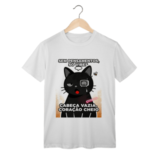 Nome do produto Camiseta Sem Pensamentos Só Vibes Gato Braindead Gen Z