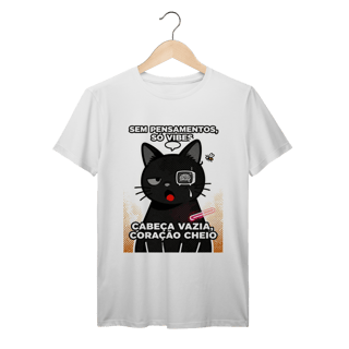 Nome do produto Camiseta Sem Pensamentos Só Vibes Gato Braindead Gen Z