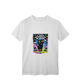 Nome do produto Camiseta E Tanta Informação no Brasil - Gato Preto Surtado Meme