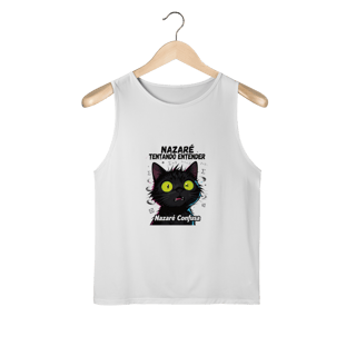 Nome do produto Regata Sport UV - NAZARÉ TENTANDO ENTENDER - GATO PRETO CONFUSO