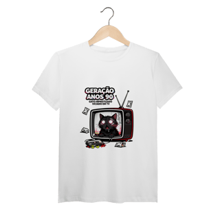 Nome do produto Camiseta Geração Anos 90 Gato Hipnotizado TV Nostalgia Retrô