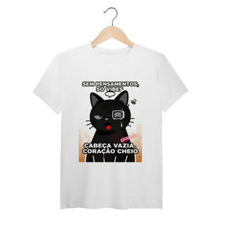Nome do produto Camiseta Sem Pensamentos Só Vibes Gato Braindead Gen Z