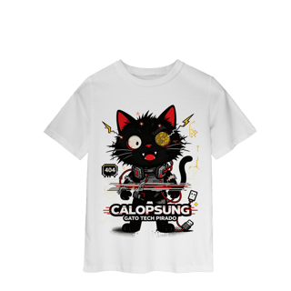 Nome do produto Camiseta Calopsung Gato Tech Pirado - Meme Tecnologia