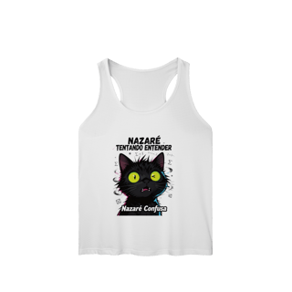 Nome do produto Regata Fem Sport UV - NAZARÉ TENTANDO ENTENDER - GATO PRETO CONFUSO